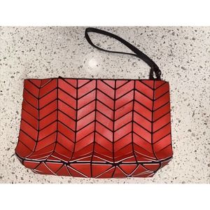P Luca Geometric Bag Matte Orange/Red Cosmetic Wristlet